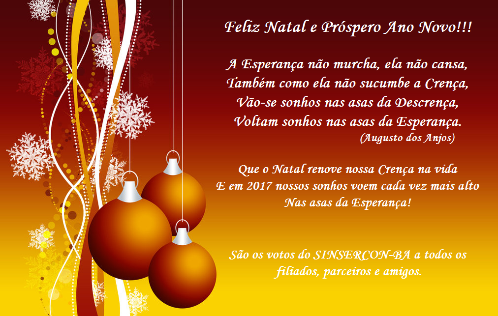 Cartão de Boas Festas: Feliz Natal e Próspero Ano Novo, para