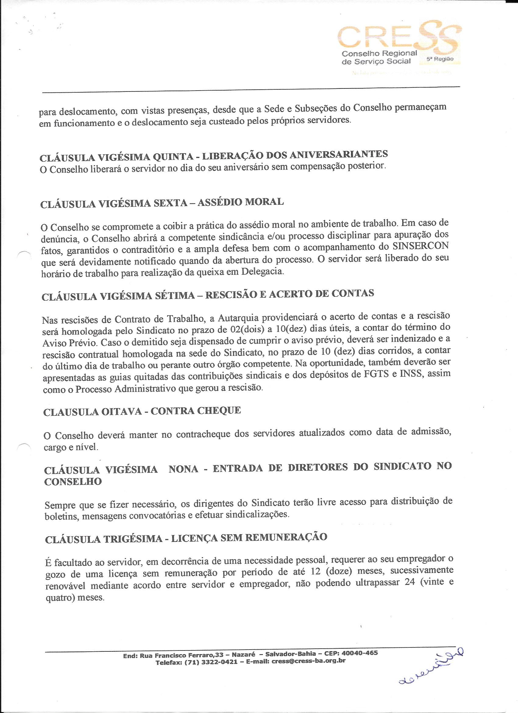 Acordo Coletivo de TRabalho 2017/2018, do Conselho Regional de Serviço  Social 5ª Região (CRESS-BA)