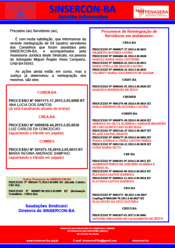 Boletim processos Servidores