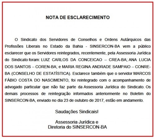 NOTA DE ESCLARECIMENTO