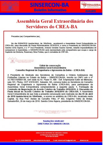 informativo assembleia do crea