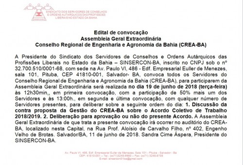 Edital de Assembleia Geral do CREA