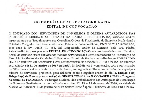 Edital X CONASERA 2019