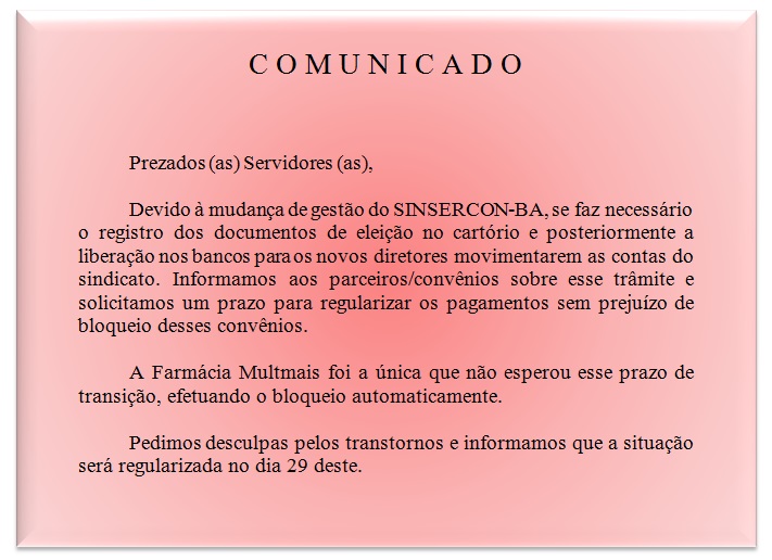 comunicado convênios